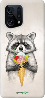 Силиконовый чехол Енотик с мороженым для Oppo Find X5 - 4602u-2602 изображение 
