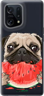 Силіконовий чехол Мопс і кавун для Oppo Find X5 - 4665u-2602 изображение 