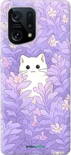 Силиконовый чехол Котик в цветах для Oppo Find X5 - 6390u-2602 изображение 