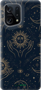 Силіконовий чехол Celestial Harmony: Sun & Moon Gold Mystic Pattern для Oppo Find X5 - 6778u-2602 изображение 
