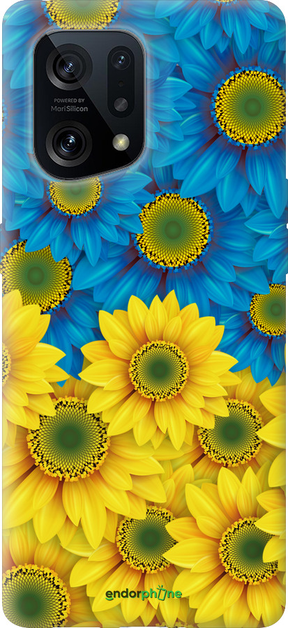 Силиконовый чехол Жёлто-голубые цветы для Oppo Find X5 - 1048u-2602 изображение 