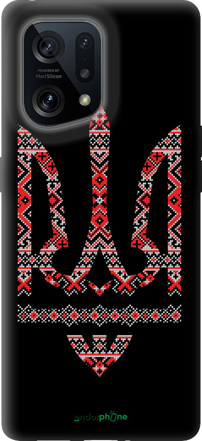 Силиконовый чехол Герб - вышиванка на черном фоне для Oppo Find X5 - 1196u-2602 изображение 