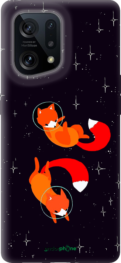Силиконовый чехол Лисички в космосе для Oppo Find X5 - 4519u-2602 изображение 