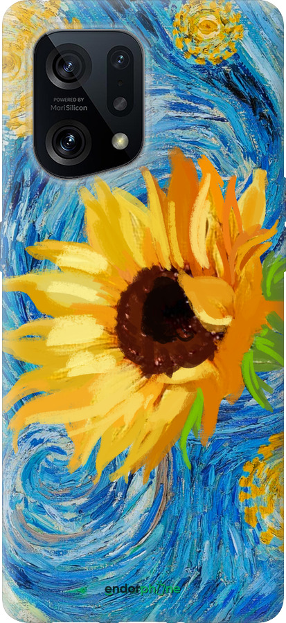 Силиконовый чехол Цветы желто-голубые для Oppo Find X5 - 5308u-2602 изображение 