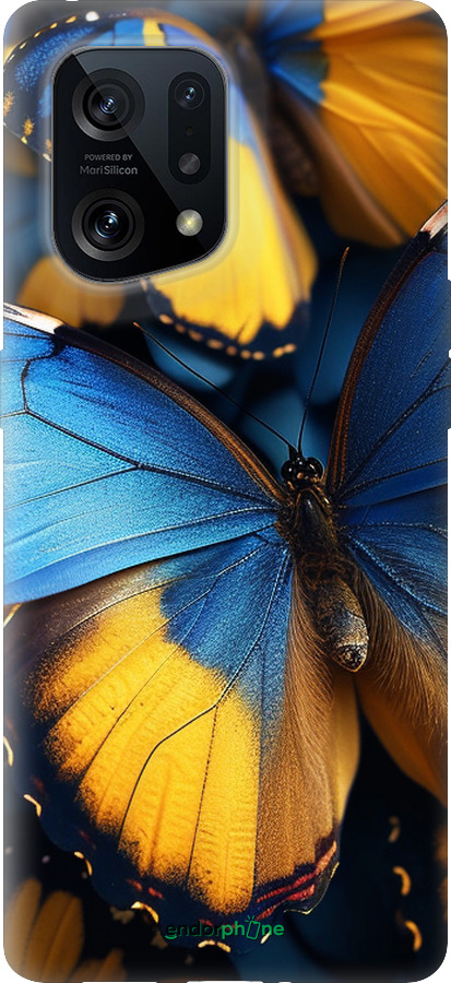 Силіконовий чехол Жовто-блакитні метелики для Oppo Find X5 - 6046u-2602 изображение 