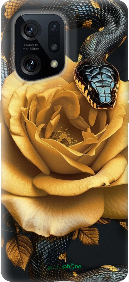 Силиконовый чехол Black snake and golden rose для Oppo Find X5 - 6068u-2602 изображение 