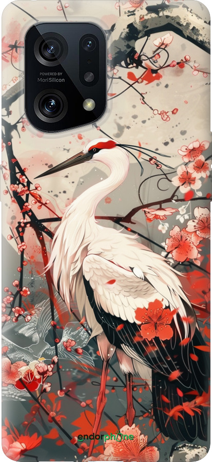 Силиконовый чехол Аист в цвету сакуры для Oppo Find X5 - 6109u-2602 изображение 
