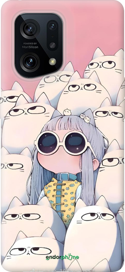 Силіконовий чехол Малышка с котами для Oppo Find X5 - 6295u-2602 изображение 