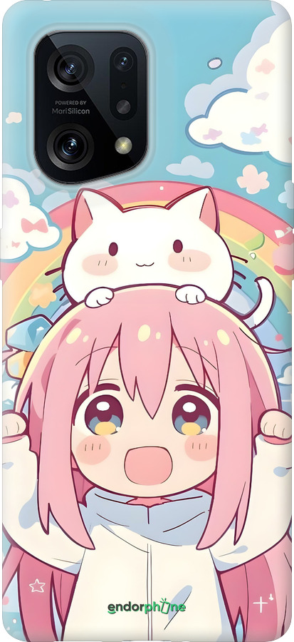 Силиконовый чехол Девочка аниме радуга для Oppo Find X5 - 6304u-2602 изображение 