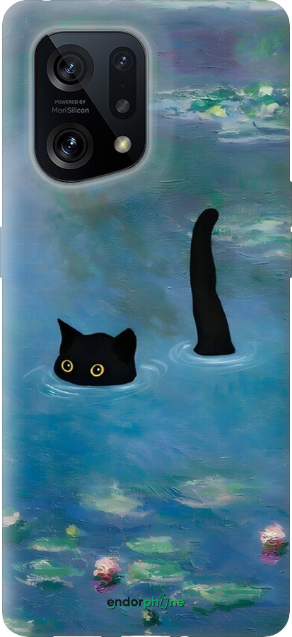 Силиконовый чехол С изображением кота и водяной лилии Monet для Oppo Find X5 - 6519u-2602 изображение 