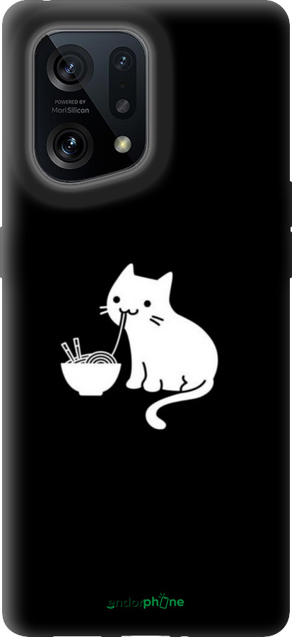 Силиконовый чехол С милым котом на черном фоне для Oppo Find X5 - 6528u-2602 изображение 