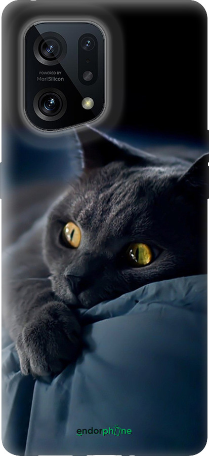 Силиконовый чехол Дымчатый кот для Oppo Find X5 - 825u-2602 изображение 