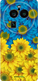 Силиконовый чехол Жёлто-голубые цветы для Oppo Find X6 Pro - 1048u-3041 изображение 