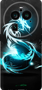 Силиконовый чехол Бело-голубой огненный дракон для Oppo Find X6 Pro - 113u-3041 изображение 
