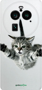 Силиконовый чехол Летящий котёнок для Oppo Find X6 Pro - 2322u-3041 изображение 