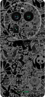 Силиконовый чехол Чёрно-серый стикер бомбинг для Oppo Find X6 Pro - 2432u-3041 изображение 