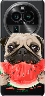 Силиконовый чехол Мопс и арбуз для Oppo Find X6 Pro - 4665u-3041 изображение 