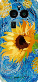 Силиконовый чехол Цветы желто-голубые для Oppo Find X6 Pro - 5308u-3041 изображение 