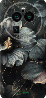 Силиконовый чехол Черные цветы для Oppo Find X6 Pro - 6031u-3041 изображение 