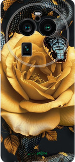 Силиконовый чехол Black snake and golden rose для Oppo Find X6 Pro - 6068u-3041 изображение 