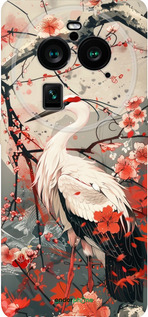 Силиконовый чехол Аист в цвету сакуры для Oppo Find X6 Pro - 6109u-3041 изображение 