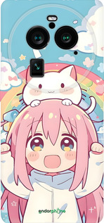 Силиконовый чехол Девочка аниме радуга для Oppo Find X6 Pro - 6304u-3041 изображение 