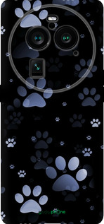 Силиконовый чехол С синими отпечатками лап для Oppo Find X6 Pro - 6441u-3041 изображение 