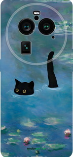Силіконовий чехол Із зображенням кота та водяної лілії Monet для Oppo Find X6 Pro - 6519u-3041 изображение 