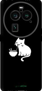 Силиконовый чехол С милым котом на черном фоне для Oppo Find X6 Pro - 6528u-3041 изображение 