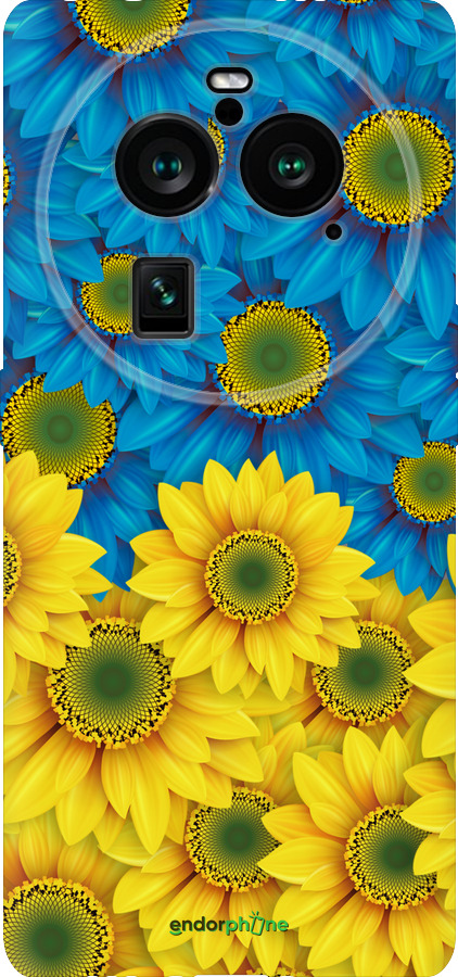 Силиконовый чехол Жёлто-голубые цветы для Oppo Find X6 Pro - 1048u-3041 изображение 