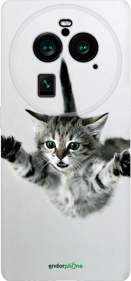 Силиконовый чехол Летящий котёнок для Oppo Find X6 Pro - 2322u-3041 изображение 