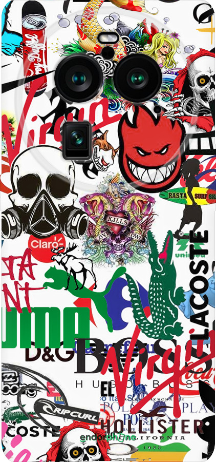 Силиконовый чехол Many different logos для Oppo Find X6 Pro - 4022u-3041 изображение 