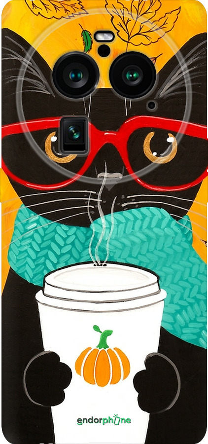 Силиконовый чехол Осенний кот для Oppo Find X6 Pro - 4026u-3041 изображение 