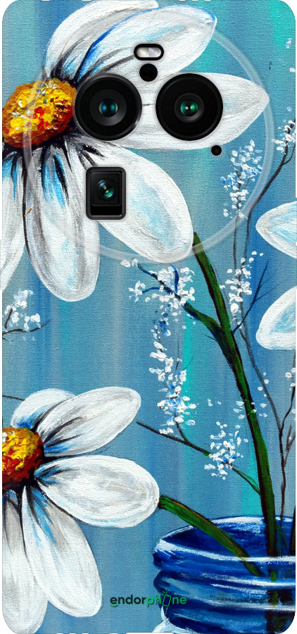 Силиконовый чехол Красивые арт-ромашки для Oppo Find X6 Pro - 4031u-3041 изображение 