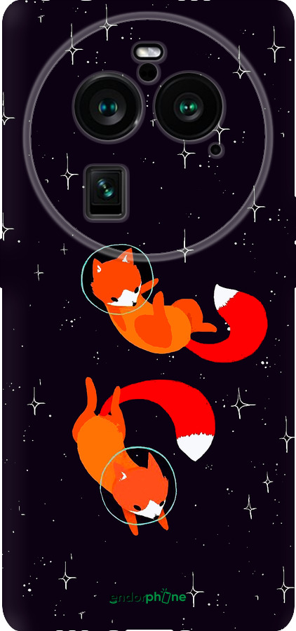 Силиконовый чехол Лисички в космосе для Oppo Find X6 Pro - 4519u-3041 изображение 