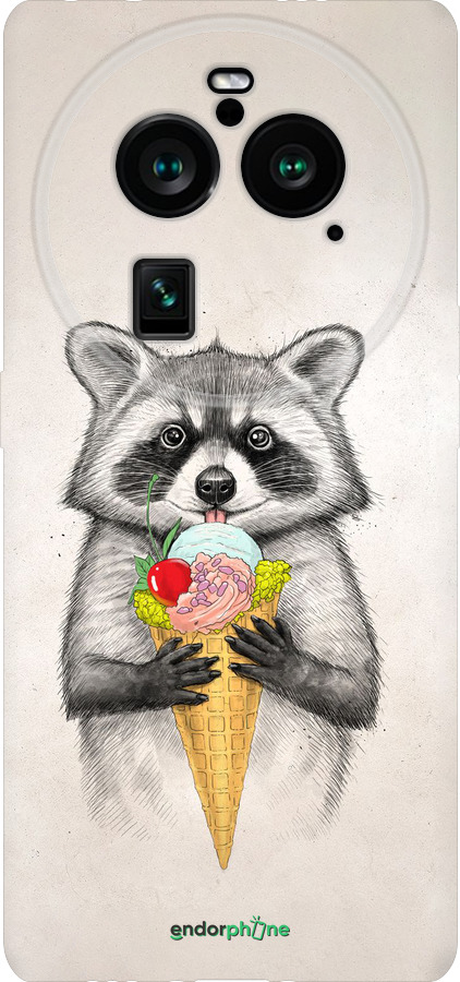 Силиконовый чехол Енотик с мороженым для Oppo Find X6 Pro - 4602u-3041 изображение 