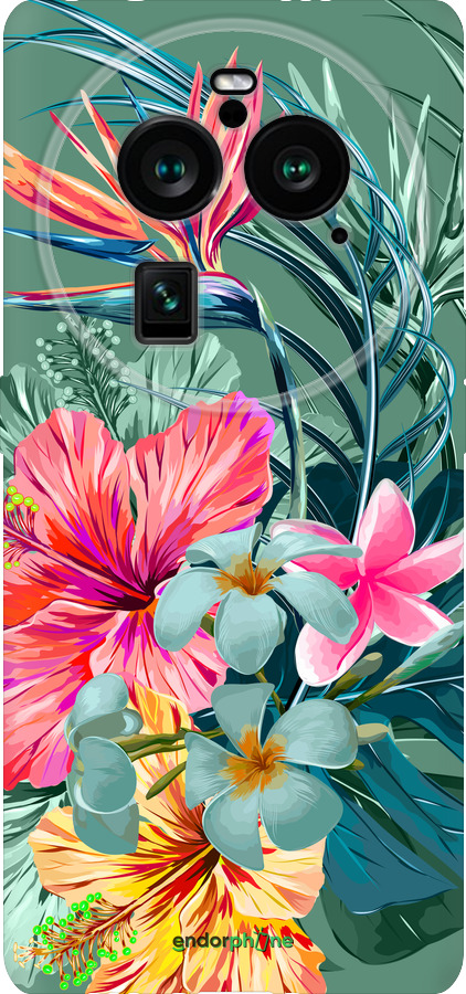 Силиконовый чехол Тропические цветы v1 для Oppo Find X6 Pro - 4667u-3041 изображение 