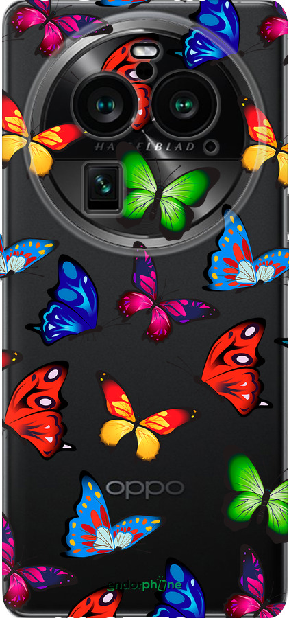 Силиконовый чехол Красочные мотыльки для Oppo Find X6 Pro - 4761u-3041 изображение 