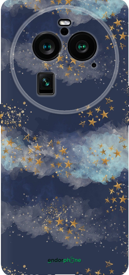 Силиконовый чехол Ночь золотые звезды для Oppo Find X6 Pro - 5421u-3041 изображение 