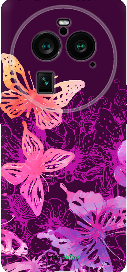 Силиконовый чехол Бабочки v2 для Oppo Find X6 Pro - 5475u-3041 изображение 