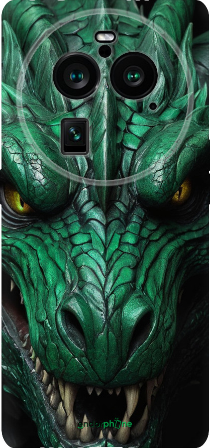 Силиконовый чехол Зелёный дракон v2 для Oppo Find X6 Pro - 5817u-3041 изображение 