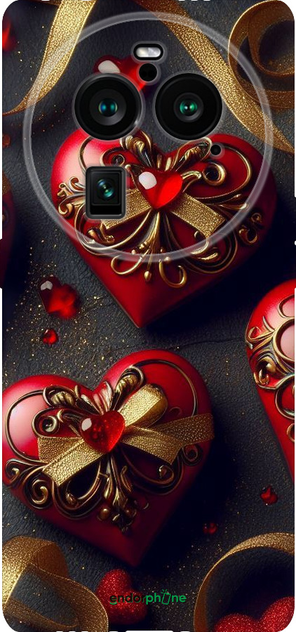 Силиконовый чехол Сердечки v4 для Oppo Find X6 Pro - 5834u-3041 изображение 
