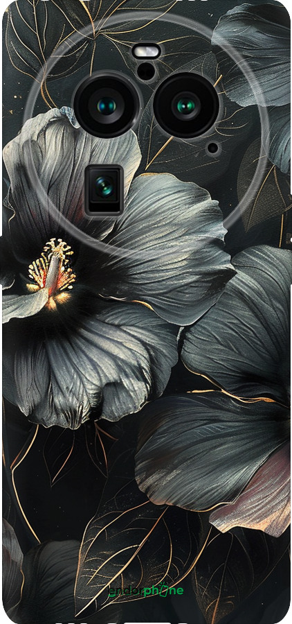 Силиконовый чехол Черные цветы для Oppo Find X6 Pro - 6031u-3041 изображение 