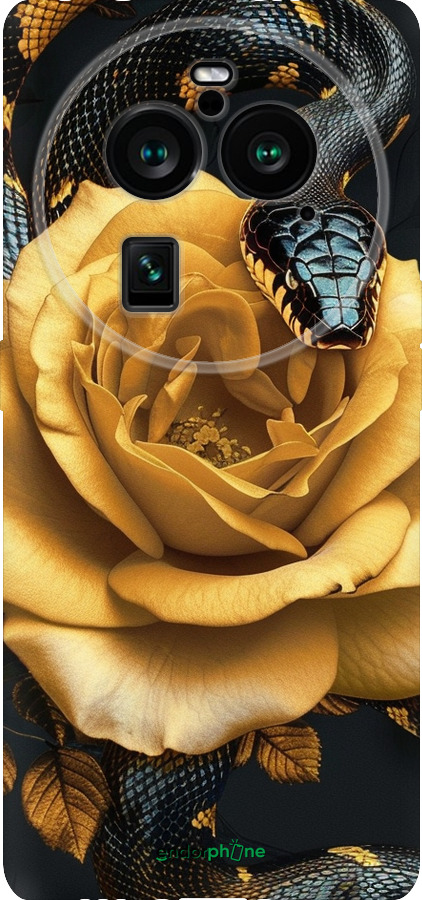 Силиконовый чехол Black snake and golden rose для Oppo Find X6 Pro - 6068u-3041 изображение 