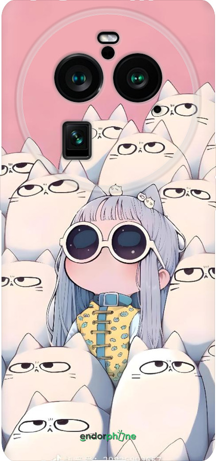 Силиконовый чехол Малышка с котами для Oppo Find X6 Pro - 6295u-3041 изображение 