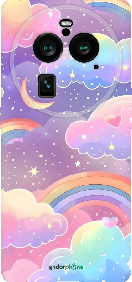 Силиконовый чехол Облака и радуга для Oppo Find X6 Pro - 6312u-3041 изображение 