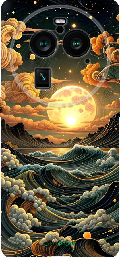 Силиконовый чехол Арт волны для Oppo Find X6 Pro - 6332u-3041 изображение 