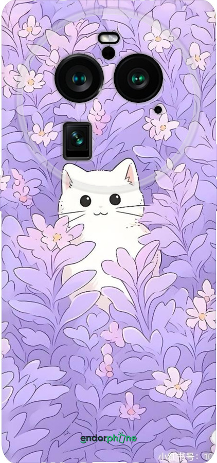 Силиконовый чехол Котик в цветах для Oppo Find X6 Pro - 6390u-3041 изображение 