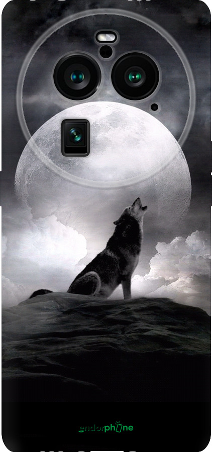 Силиконовый чехол Воющий волк для Oppo Find X6 Pro - 934u-3041 изображение 