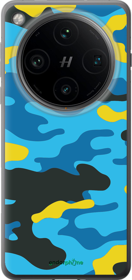 Силиконовый чехол Желто-голубой камуфляж для Oppo Find X8 Pro - 1084u-3872 изображение 